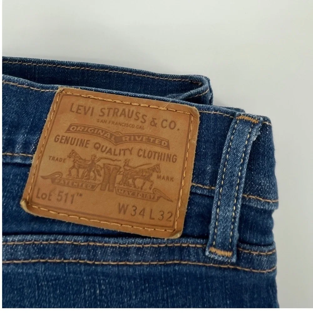 Levi's 511 Slim Fit Premium Jeans Mens W34 L32 Blue Denim 04511-2186 Big E